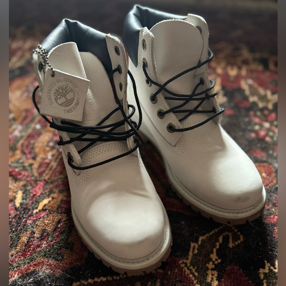 White Timberland Work Combat Boots